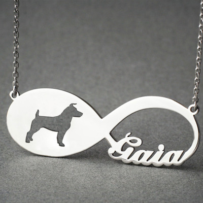 Personalised Jack Russell Dog Necklace - Name & Memorial Necklace - Infinity Symbol