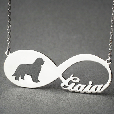 Custom Engraved Newfoundland Dog Name Necklace - Personalised Memorial Pet Jewellery Gift