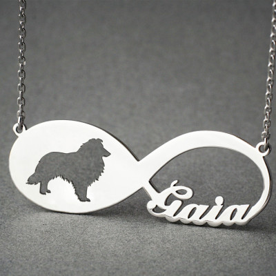 Custom Engraved Shetland Sheepdog Name Necklace - Memorial Jewellery for Dog Lovers