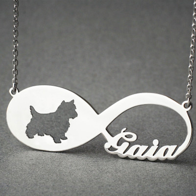 Customisable Yorkshire Terrier Necklace with Name and Memorial Dog Pendant