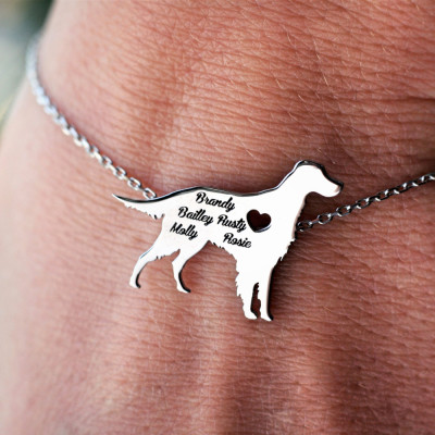 Hand-Personalised Irish Setter Bracelet in Silver, Gold, or Rose Plating