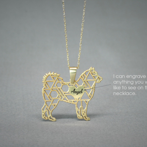 Personalised Custom Name Jewellery - Siberian Husky Dog Breed Necklace