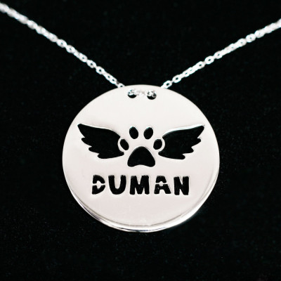 Customisable Disk Memories Paw Necklace - Silver, Gold, Rose Plated