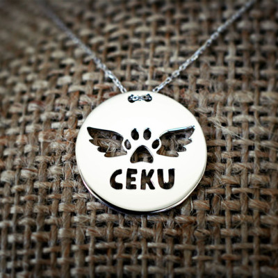 Customisable Disk Memories Paw Necklace - Silver, Gold, Rose Plated