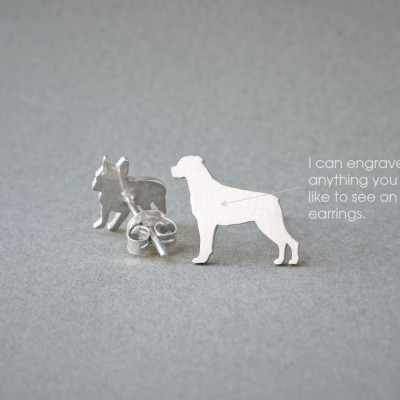 Personalised Dog Breed Earrings - Rottweiler Name Earrings
