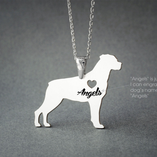 Personalised Dog Breed Rottweiler Name Necklace