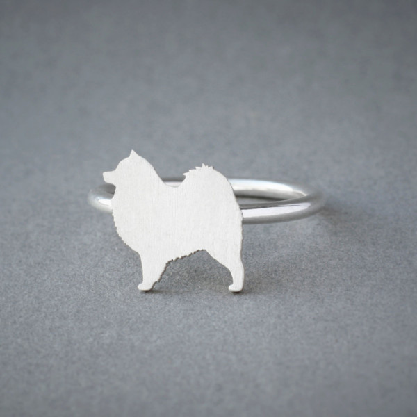 Sterling Silver Dog Breed Ring - Samoyed Design in Gold, Silver, or Rose Platings