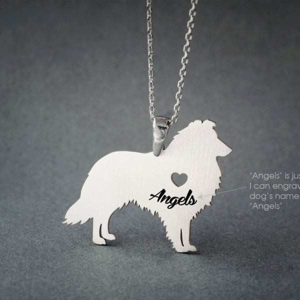Personalised Collie Breed Name Necklace Dog Jewellery - Shetland Sheepdog Pendant