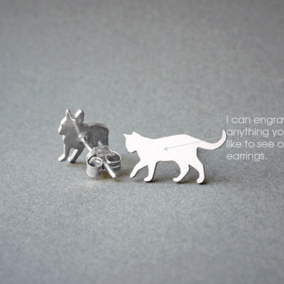 Personalised Shorthaired Cat Name Earrings - Unique Gift for Cat Loveers
