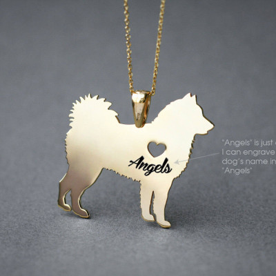Personalised Siberian Husky Name Necklace - Custom Dog Breed Pendant Necklace