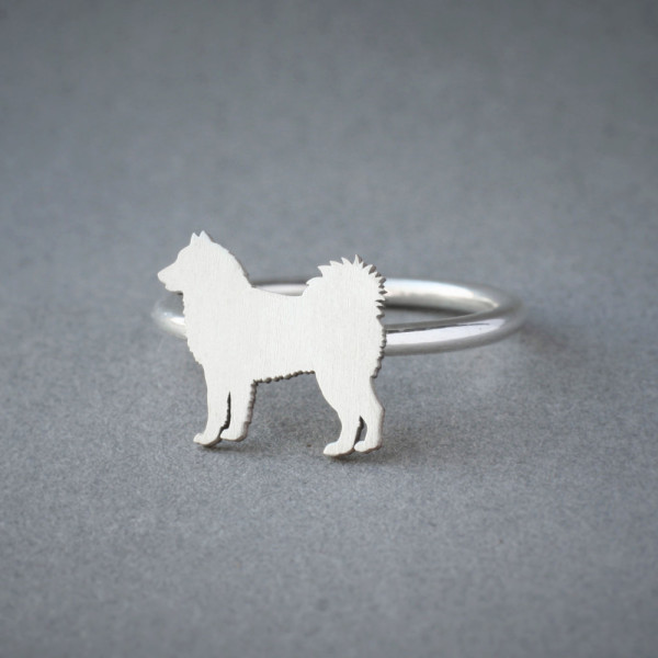 Silver Dog Breed Ring - Siberian Husky - Available in Silver, Gold Plated or Rose Plated.