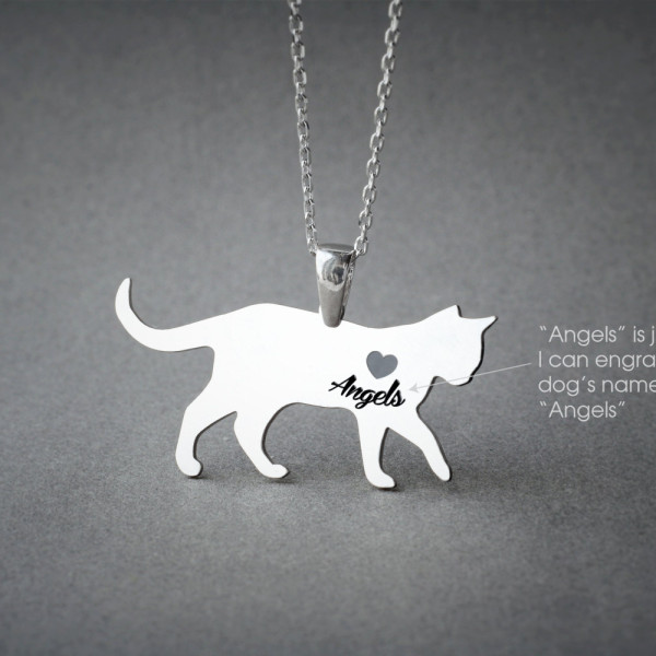 Personalised Cat Breed Necklace - Shorthaired Cat Name Pendant - Custom Jewellery Gift