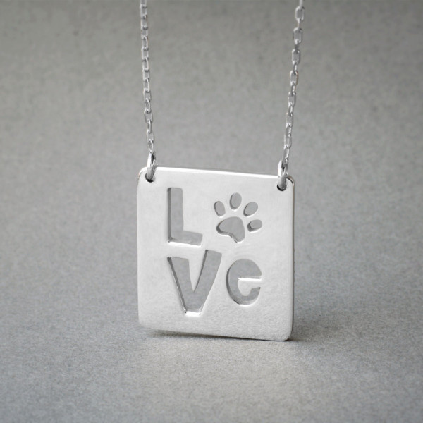 Paw Love Necklace - Silver, Gold, or Rose Plated