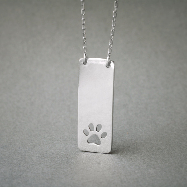 Stylish 4-Sided Bar Paw Necklace in Silver, Gold or Rose Plating