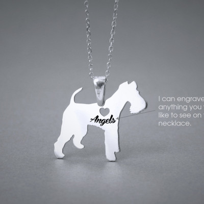 Personalised Wire Fox Terrier Name Necklace Jewellery - Custom Dog Breed Pendant