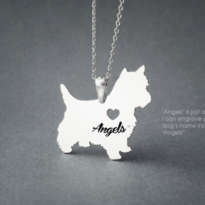 Personalised Westie Name Necklace - Yorkshire Terrier Dog Breed Jewellery
