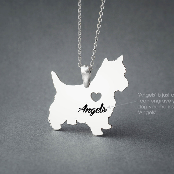 Personalised Westie Name Necklace - Yorkshire Terrier Dog Breed Jewellery