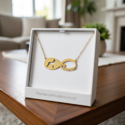 18k Gold Personalised INFINITY GREAT DANE Name Necklace