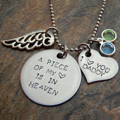 Handmade Personalised Necklace with Heart Design - Gift Ideas for Bereavement and Memorials - For Her Grief of Loved One