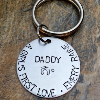 Personalised Custom Keychain Christmas Gift - A Girl's First Love & Boy's Hero - Baby's Name