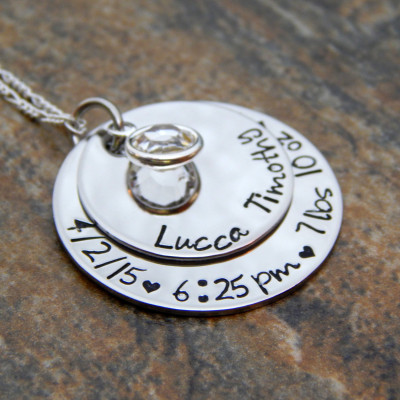 Personalised Jewellery for Mom - Baby's Birth Stats & New Mom Gift - Christmas, Birthday & Anniversary Gift for Her