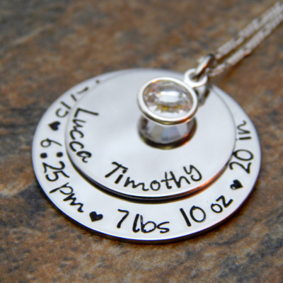 Personalised Jewellery for Mom - Baby's Birth Stats & New Mom Gift - Christmas, Birthday & Anniversary Gift for Her