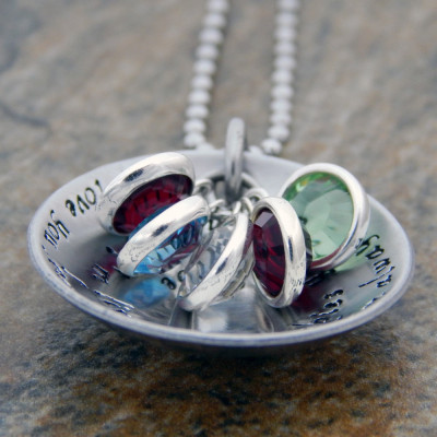 Personalised Birthstone Necklace for Mom: "I'll Love You Forever" Mothers & Grandma Jewellery Gift
