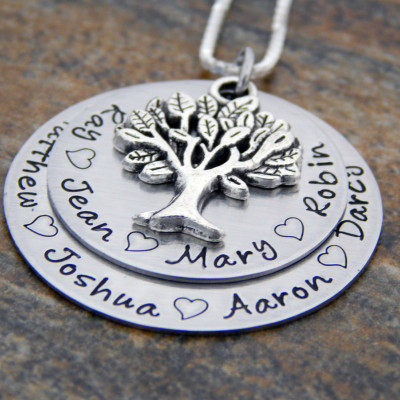 Personalised Mother's Necklace with Kids' Names - Family Tree Pendant Necklace - Layered Charms - Perfect for Mom