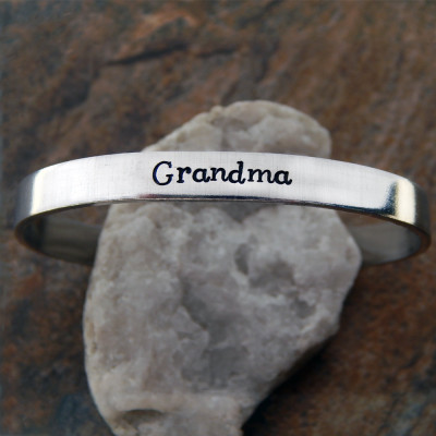 Custom Hand Stamped Grandma Bracelet - Perfect Xmas, Birthday Gift for Grandma, Mom
