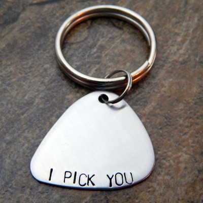 Personalised Keychain with "I Pick You" Hand Stamped Design