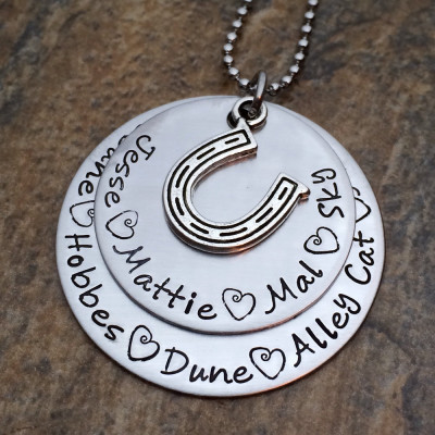 Personalised Horse Enthusiast Horseshoe Necklace - Jewellery Gift for Her - Hand Stamped Birthday Present
