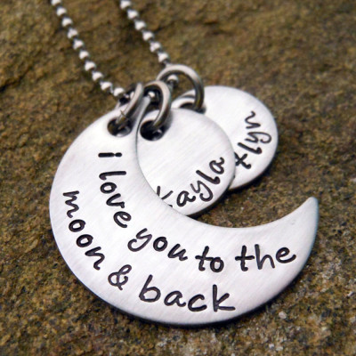 Personalised Name Necklace Gift for Her - "I Love You To The Moon and Back" - Birthday or Christmas Jewellery