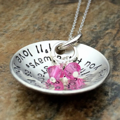 I'll love you forever Sterling Silver Birthstone Necklace - Mom Necklace - Grandma Necklace - Christmas Gift for Mom - Gifts That Matter
