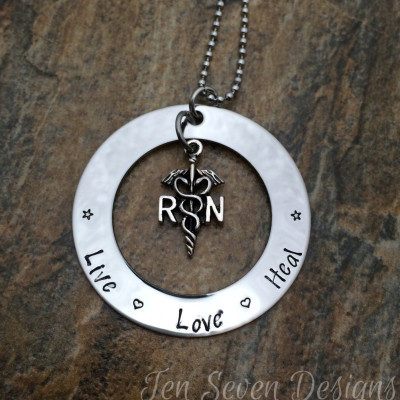 Live Love Heal Nurse Necklace with Medical Symbol Charm - Graduation Gift"