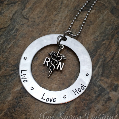 Live Love Heal Nurse Necklace with Medical Symbol Charm - Graduation Gift"