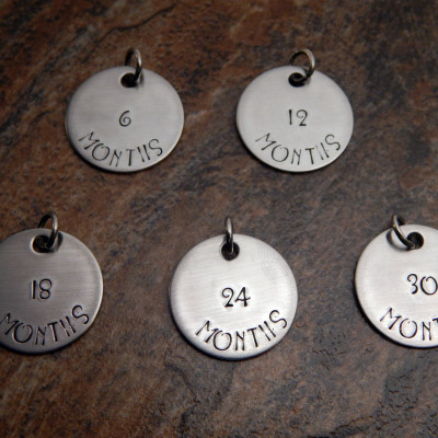 Hand-Stamped Breastfeeding Milestone Tags Personalised Necklace Markers