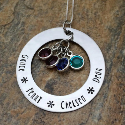 Mom Necklace with Kids Birthstones - Mother's Necklace with Kids Names - Grandma Necklace - Personalized Jewelry - Gift for Mom