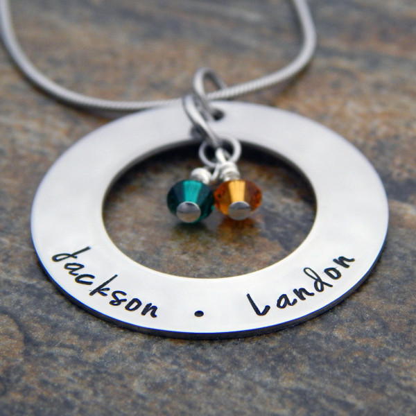Personalised Mom's Name & Birthstone Necklace - Handcrafted Jewellery - Perfect Gift for Mothers Birthday or Christmas