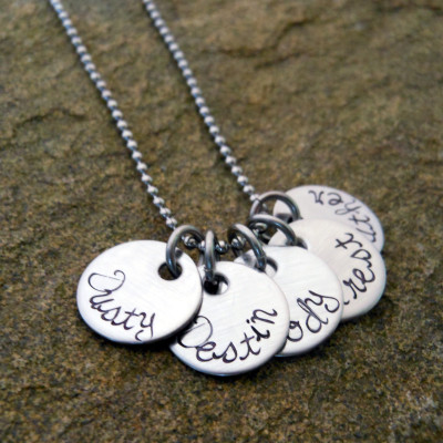 Personalised Name Necklace Pendants - Hand Stamped Jewellery - Perfect Christmas & Birthday Gifts for Mom Her