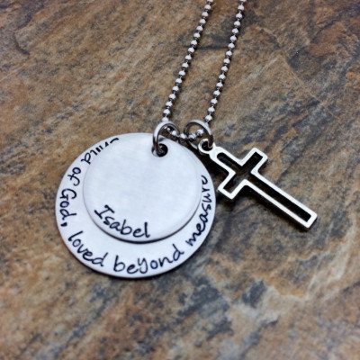 Personalised Baptism, Confirmation, Christening Pendant Necklace with Cross Charm - Custom Jewellery for Children of God