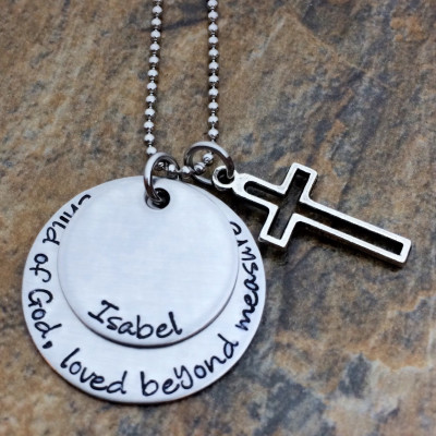 Personalised Baptism, Confirmation, Christening Pendant Necklace with Cross Charm - Custom Jewellery for Children of God
