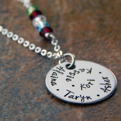 Personalised Birthstone Jewellery Necklace for Mom, Grandma - Birthday, Christmas Gift for Her - Handmade