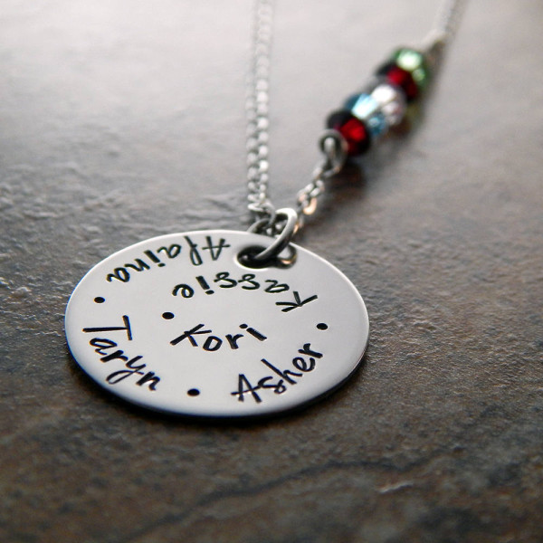 Personalised Birthstone Jewellery Necklace for Mom, Grandma - Birthday, Christmas Gift for Her - Handmade