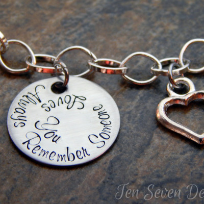 Hand Stamped Personalised Charm Bracelet with Custom Disc & Charm - Perfect Gift for Her