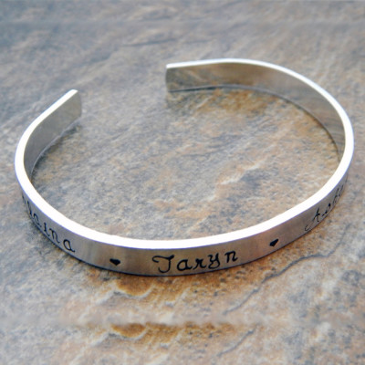 Personalised Hand Stamped Name Bracelet - Christmas Gift for Mom - Holiday Gift Idea
