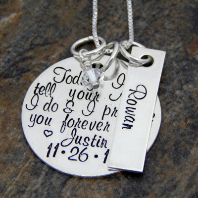Personalised Wedding Day Gift for Step Daughter, Sterling Silver Promise of Forever