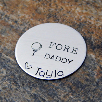 Personalised Christmas Gift for Dad from Child - Custom Golf Ball Marker with Child's Name