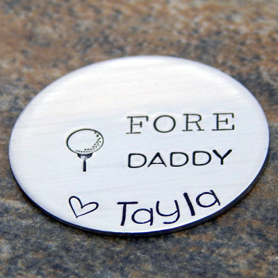 Personalised Christmas Gift for Dad from Child - Custom Golf Ball Marker with Child's Name