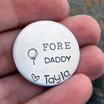 Personalised Christmas Gift for Dad from Child - Custom Golf Ball Marker with Child's Name