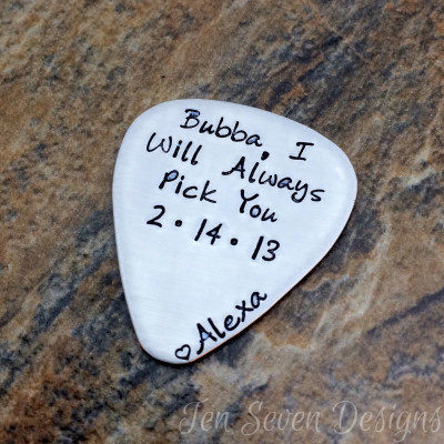 Personalised Guitar Pick - I Will Always Pick You - Hand Stamped - Christmas & Wedding Gift - Anniversary Gift